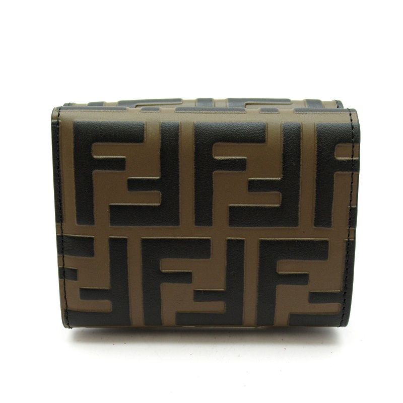 Fendi FF Diamond Trifold Wallet Leather Brown — view 2