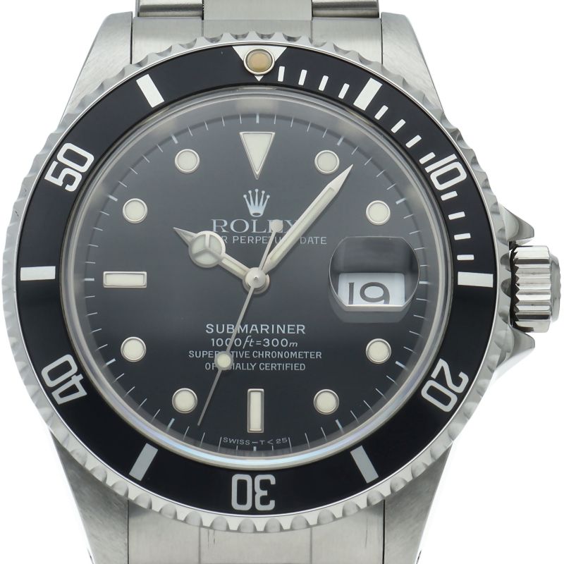 Rolex Submariner Date Tritium Box SS Watch Black Polished Beauty