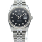 Rolex Datejust 36 Watch Diamond 18k White Gold SS Black — view 2