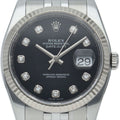 Rolex Datejust 36 Watch Diamond 18k White Gold SS Black