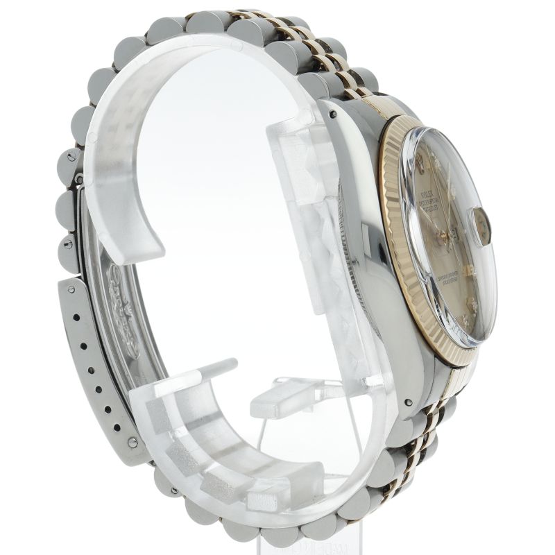 Rolex Datejust Watch Diamond Antique 18k Yellow Gold SS Champagne — view 4