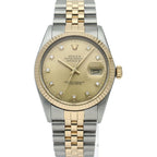 Rolex Datejust Watch Diamond Antique 18k Yellow Gold SS Champagne — view 2