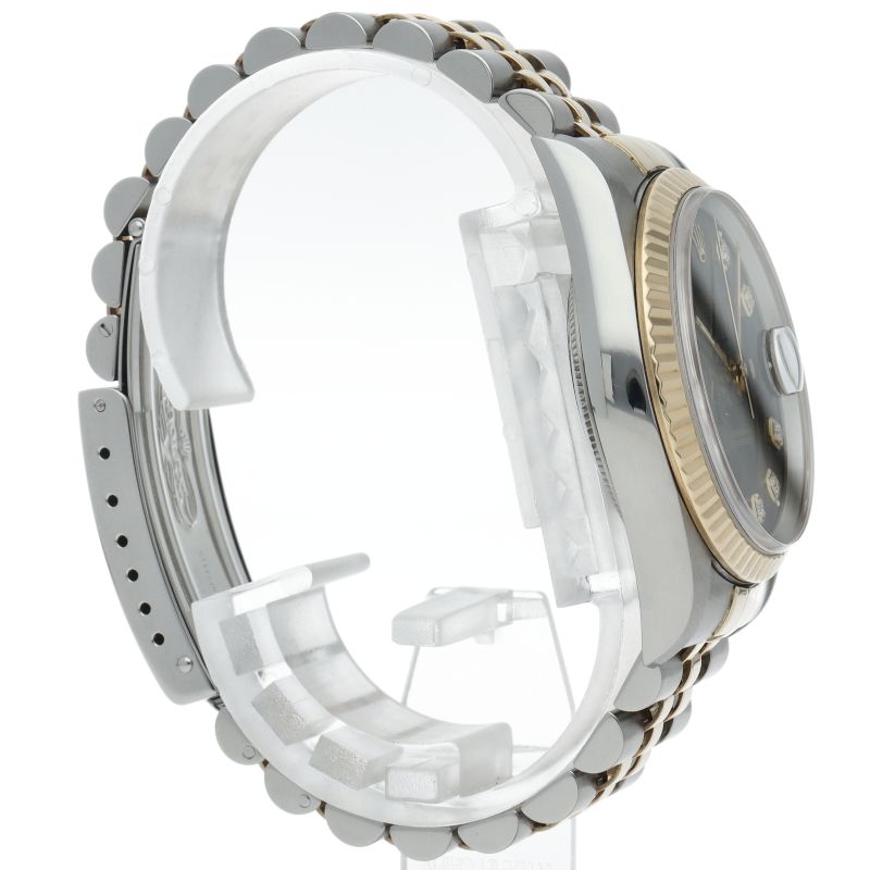 Rolex Datejust Watch Diamond 18k Yellow Gold SS Black Polished 19 — view 4