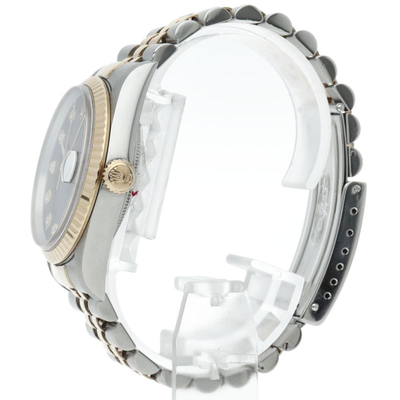 Rolex Datejust Watch Diamond 18k Yellow Gold SS Black Polished 19 — view 3