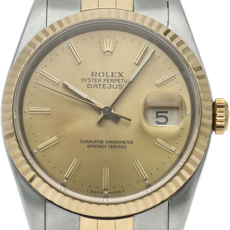 Rolex Datejust Watch 18k Yellow Gold SS Chien Color Polished