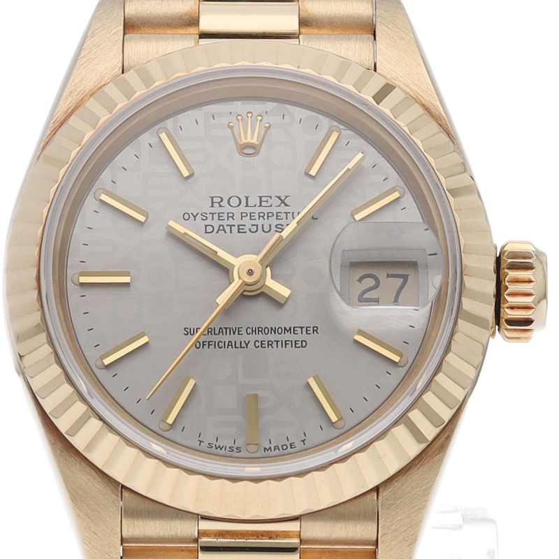 Rolex Datejust Watch Computer Dial Box 18k Yellow Gold Gray