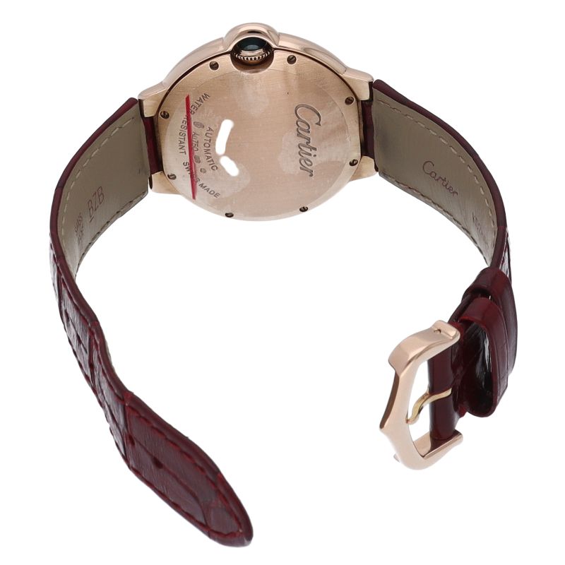 Cartier Ballon Blue de Watch 36 Diamond Bezel 18k Pink Gold Leather — view 5