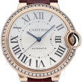 Cartier Ballon Blue de Watch 36 Diamond Bezel 18k Pink Gold Leather