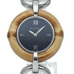 Gucci Bamboo Watch 132.4 Box SS Black Polished