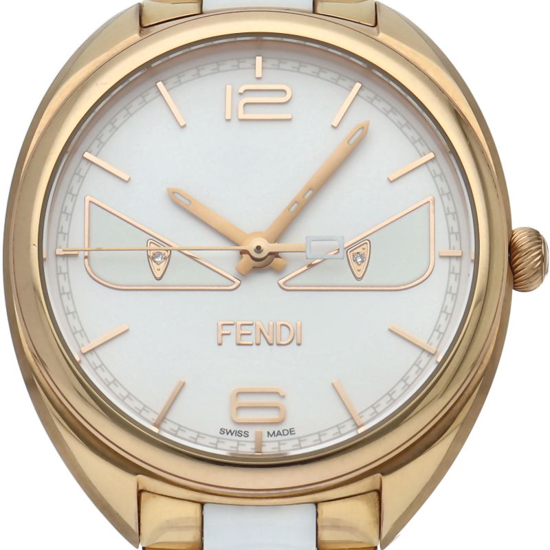 Fendi Bugsmon Star Watch Diamond Box SS Ceramic White