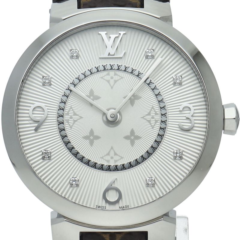 Louis Vuitton Tambour Monogram Watch 33 Diamond 2 SS Leather