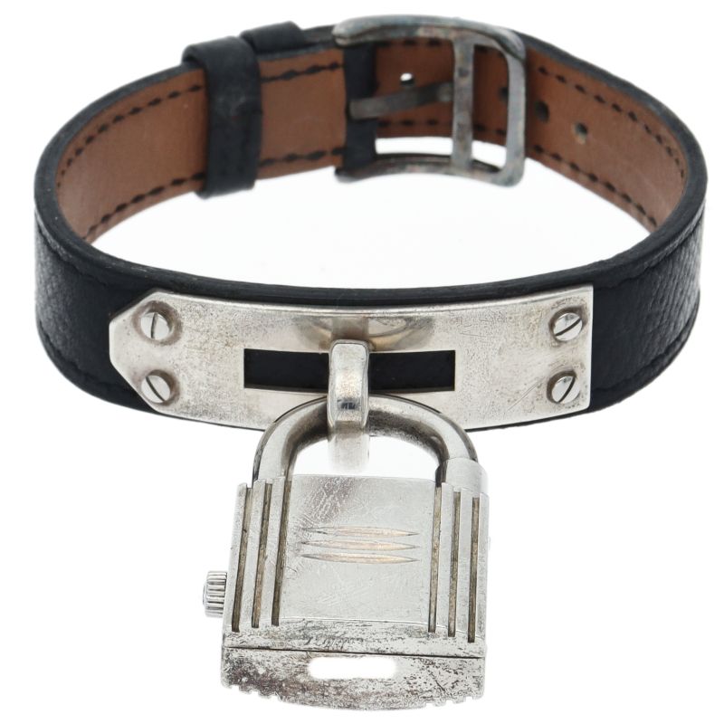 Hermes Kelly Watch Box SS Leather Silver — view 5