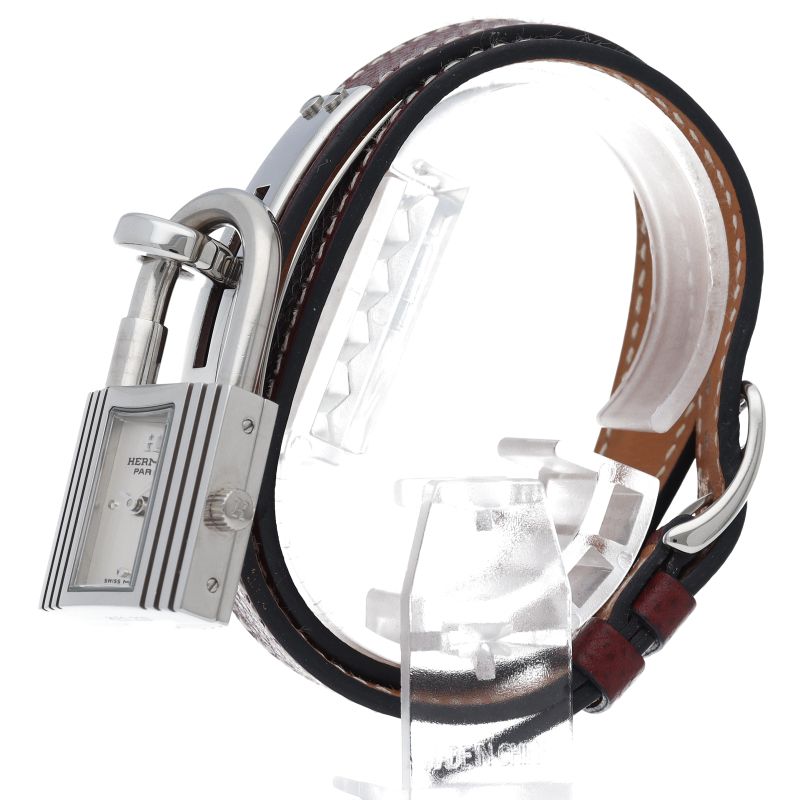 Hermes Kelly Watch Double Tour Box SS Leather Silver Medium — view 3