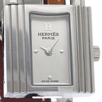 Hermes Kelly Watch Double Tour Box SS Leather Silver Medium