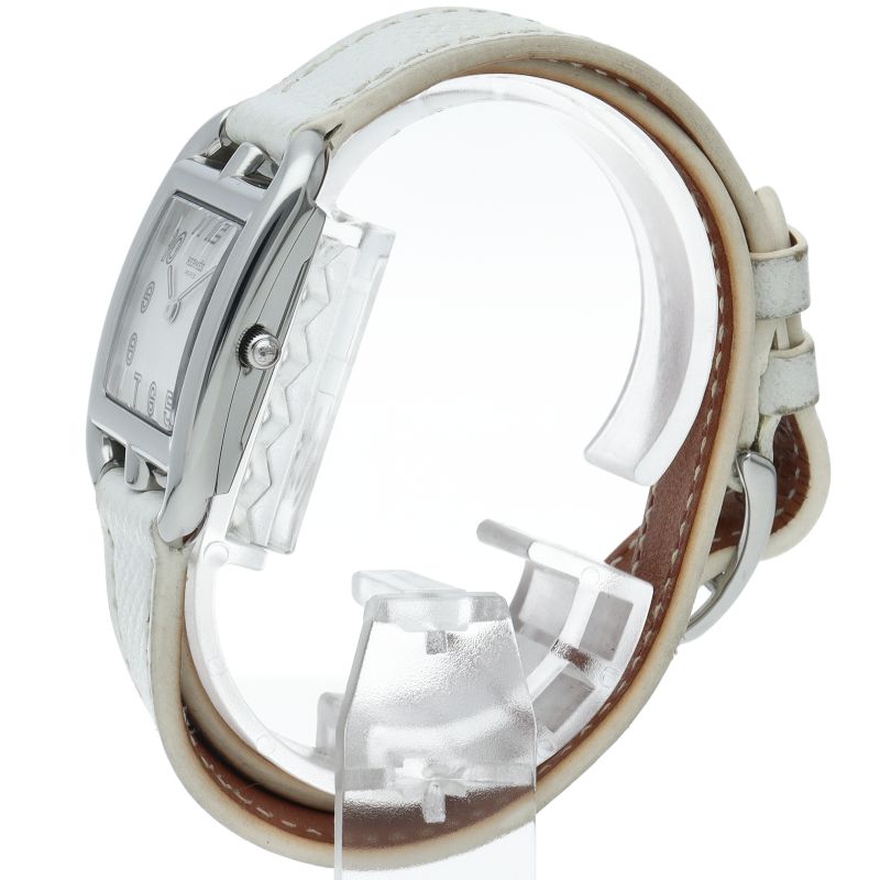Hermes Capecod Double Tour Watch Box SS Leather Silver Polished — view 3