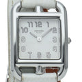Hermes Capecod Double Tour Watch Box SS Leather Silver Polished