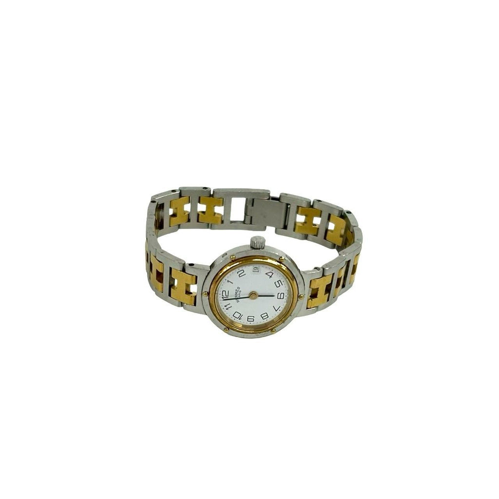 Hermes Vintage Clipper Log Stainless Steel Watch Wrist Silver Gold — view 8