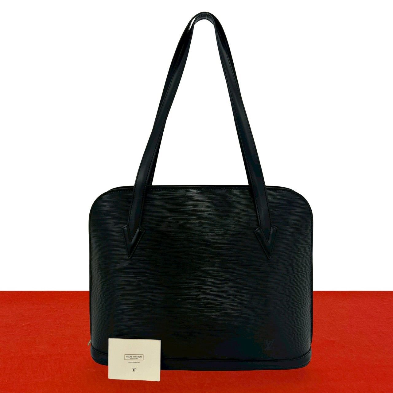 Louis Vuitton Vintage Lussac Epi Leather Tote Shoulder Bag Noir
