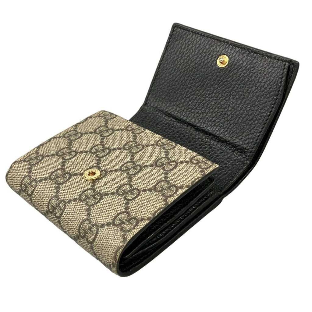 Gucci Bifold Wallet GG Marmont Plus Supreme Black Beige Khaki Leather — view 3