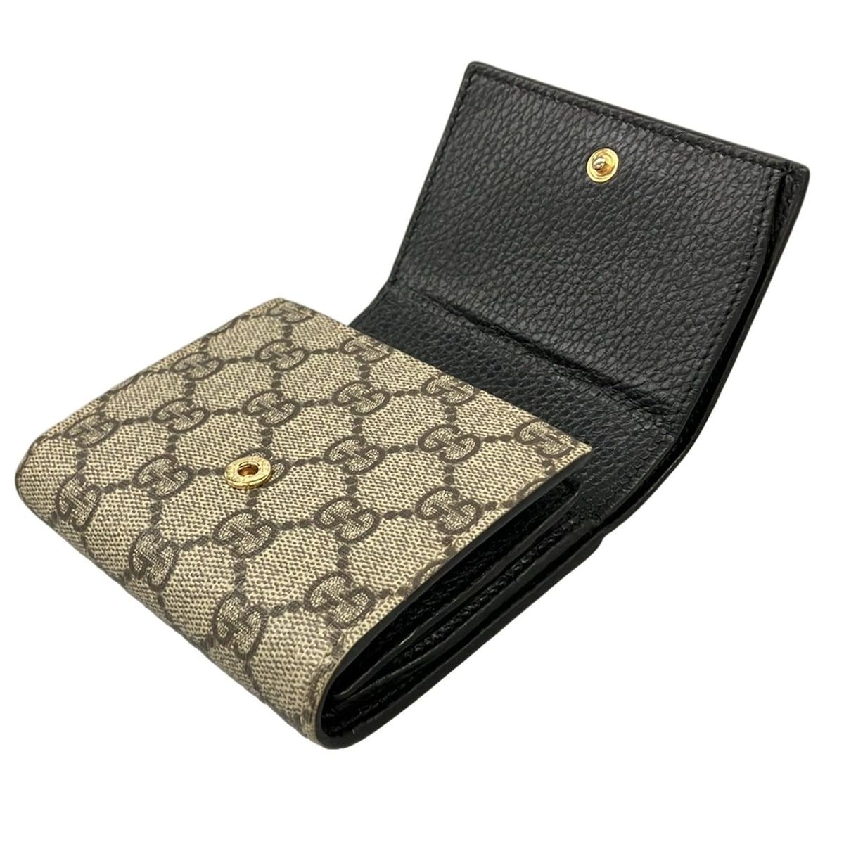 Gucci Bifold Wallet GG Marmont Plus Supreme Black Beige Khaki Leather — view 3