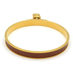 Hermes Bangle Kelly Leather Gold Brown Bracelet — view 3
