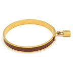Hermes Bangle Kelly Leather Gold Brown Bracelet — view 2