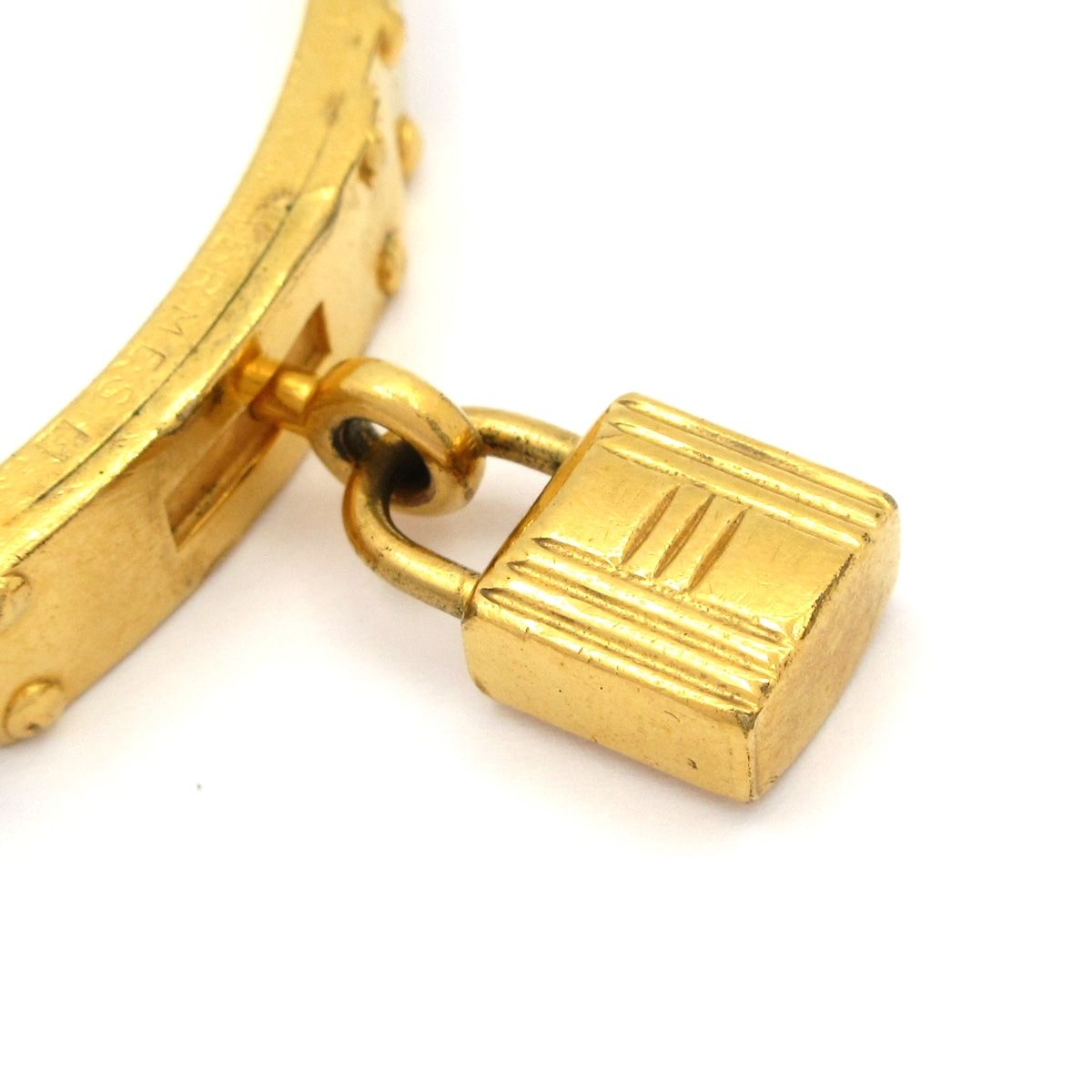 Hermes Bangle Kelly Leather Gold Brown Bracelet — view 5
