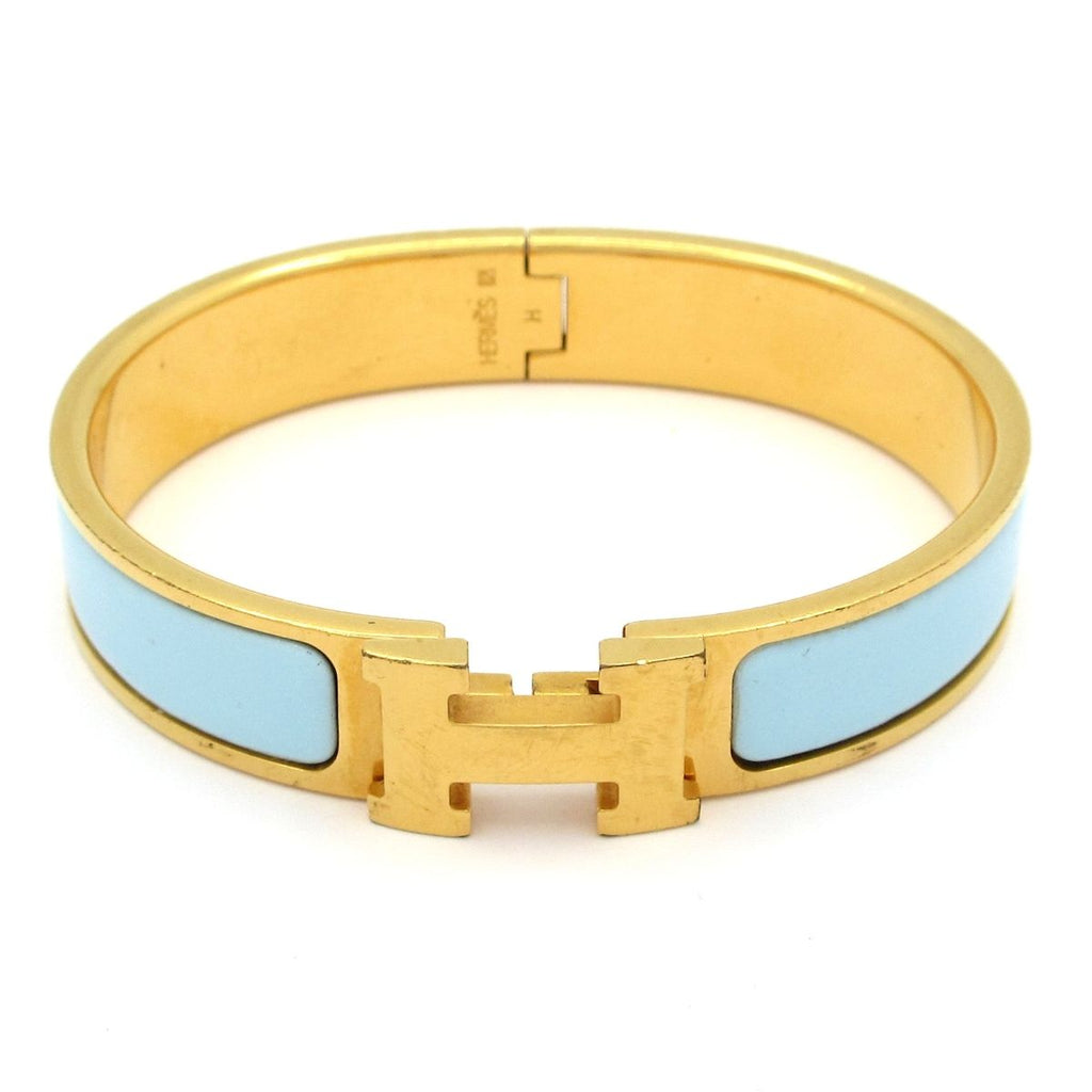 Hermes Bangle Click Gold Light Blue Bracelet