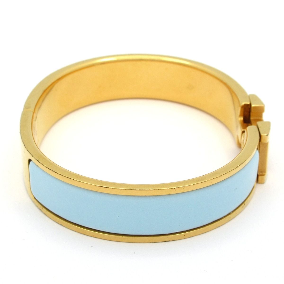 Hermes Bangle Click Gold Light Blue Bracelet — view 2