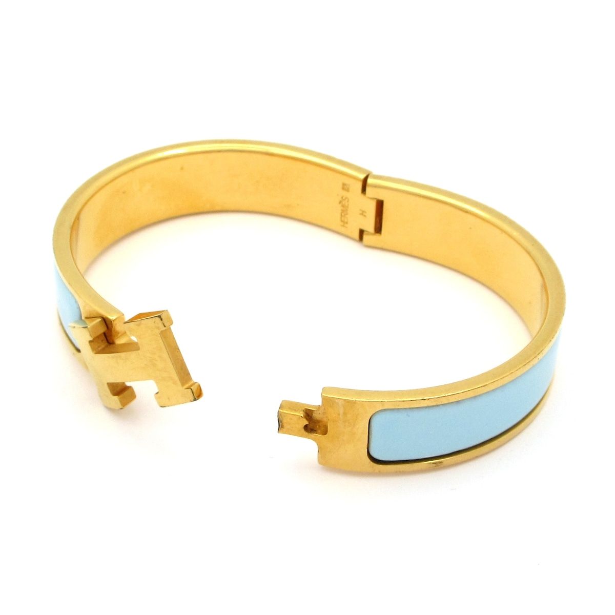 Hermes Bangle Click Gold Light Blue Bracelet — view 5