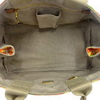 Prada Canapa Triangle Logo Plate Canvas Tote Orange Beige — view 9