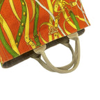 Prada Canapa Triangle Logo Plate Canvas Tote Orange Beige — view 4