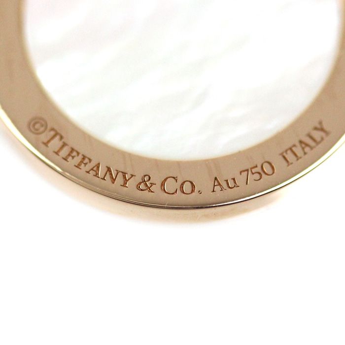Tiffany & Co 18k Pink Gold T Circle Necklace Diamond Shell 40.5 45.5 cm — view 4