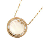 Tiffany & Co 18k Pink Gold T Circle Necklace Diamond Shell 40.5 45.5 cm