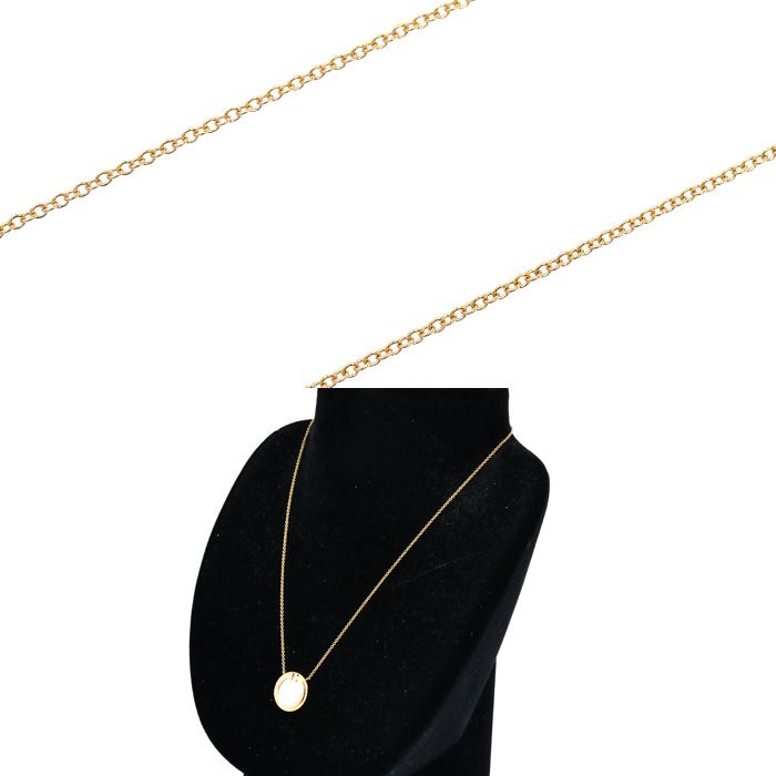 Tiffany & Co 18k Pink Gold T Circle Necklace Diamond Shell 40.5 45.5 cm — view 5