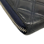 Chanel Wallet Bicolor Black Navy Silver CC Logo Zip Around Lambskin — view 6
