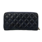 Chanel Wallet Bicolor Black Navy Silver CC Logo Zip Around Lambskin — view 2