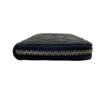 Chanel Wallet Bicolor Black Navy Silver CC Logo Zip Around Lambskin — view 8