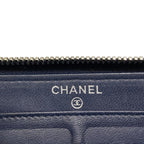 Chanel Wallet Bicolor Black Navy Silver CC Logo Zip Around Lambskin — view 5