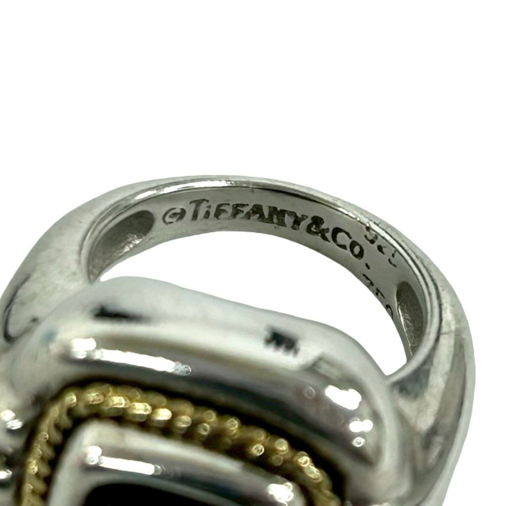Tiffany & Co Vintage Onyx Ring 925 Sterling Silver Gold — view 3