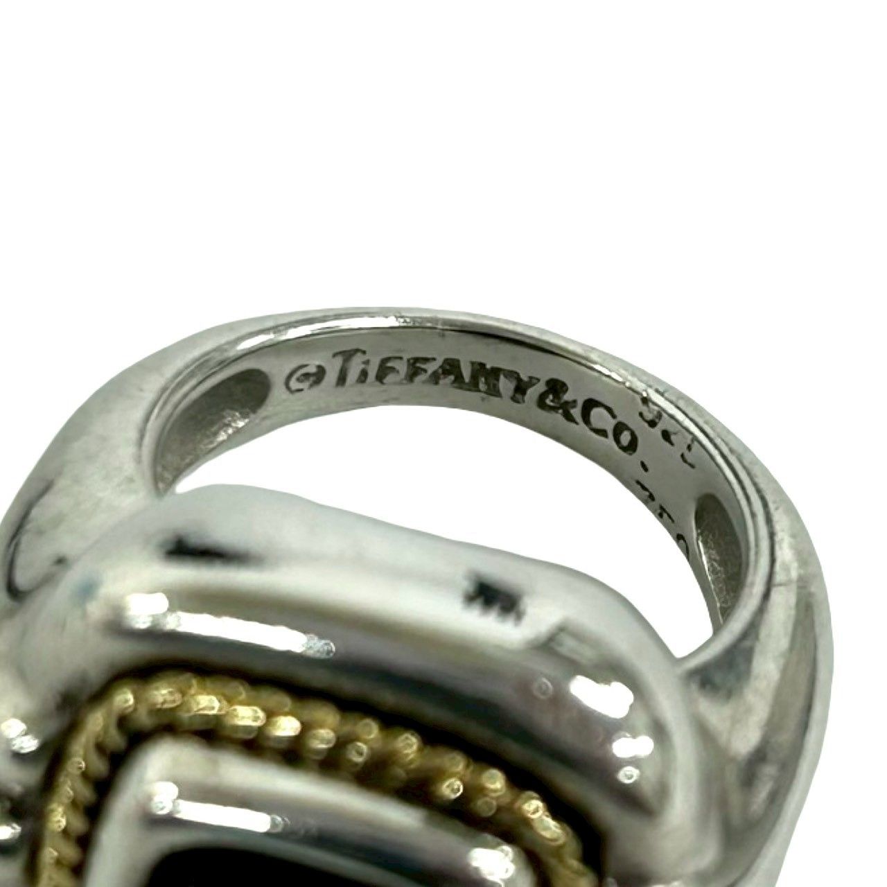Tiffany & Co Vintage Onyx Ring 925 Sterling Silver Gold — view 3