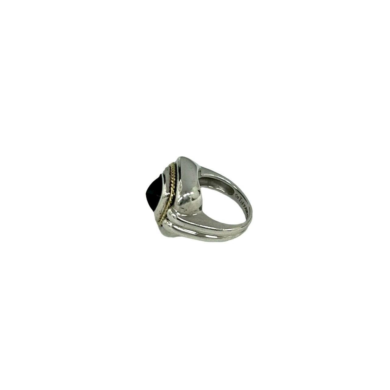 Tiffany & Co Vintage Onyx Ring 925 Sterling Silver Gold — view 4