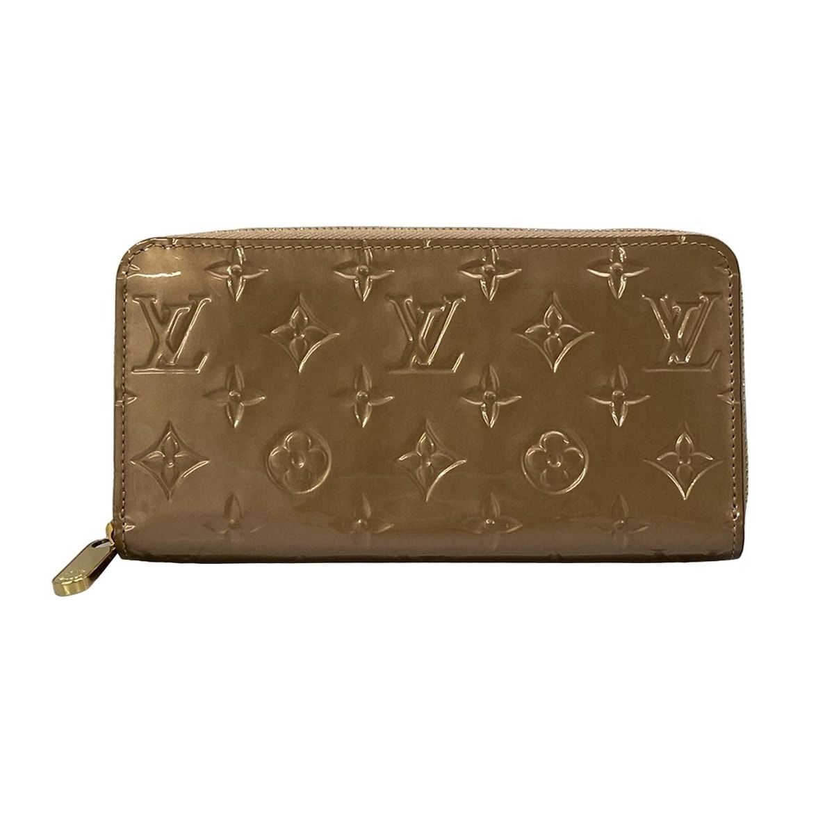Louis Vuitton Wallet Monogram Vernis Zippy Rose Gold Leather Cowhide