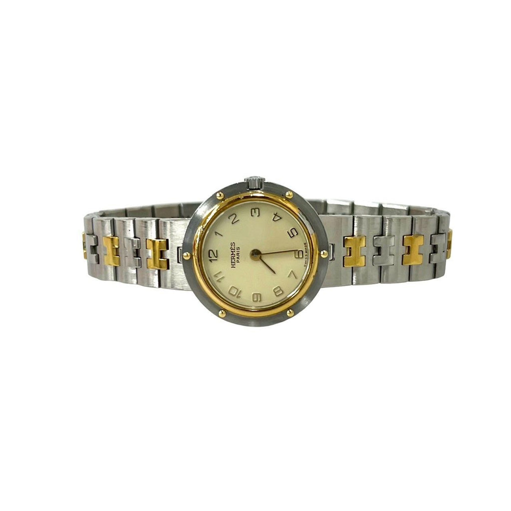 Hermes Vintage Clipper Stainless Steel Quartz Watch Silver Gold — view 8
