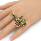 Louis Vuitton Bague Rheogram Ring M 9.5 Leopard Gold Black Color Metal Green — view 6