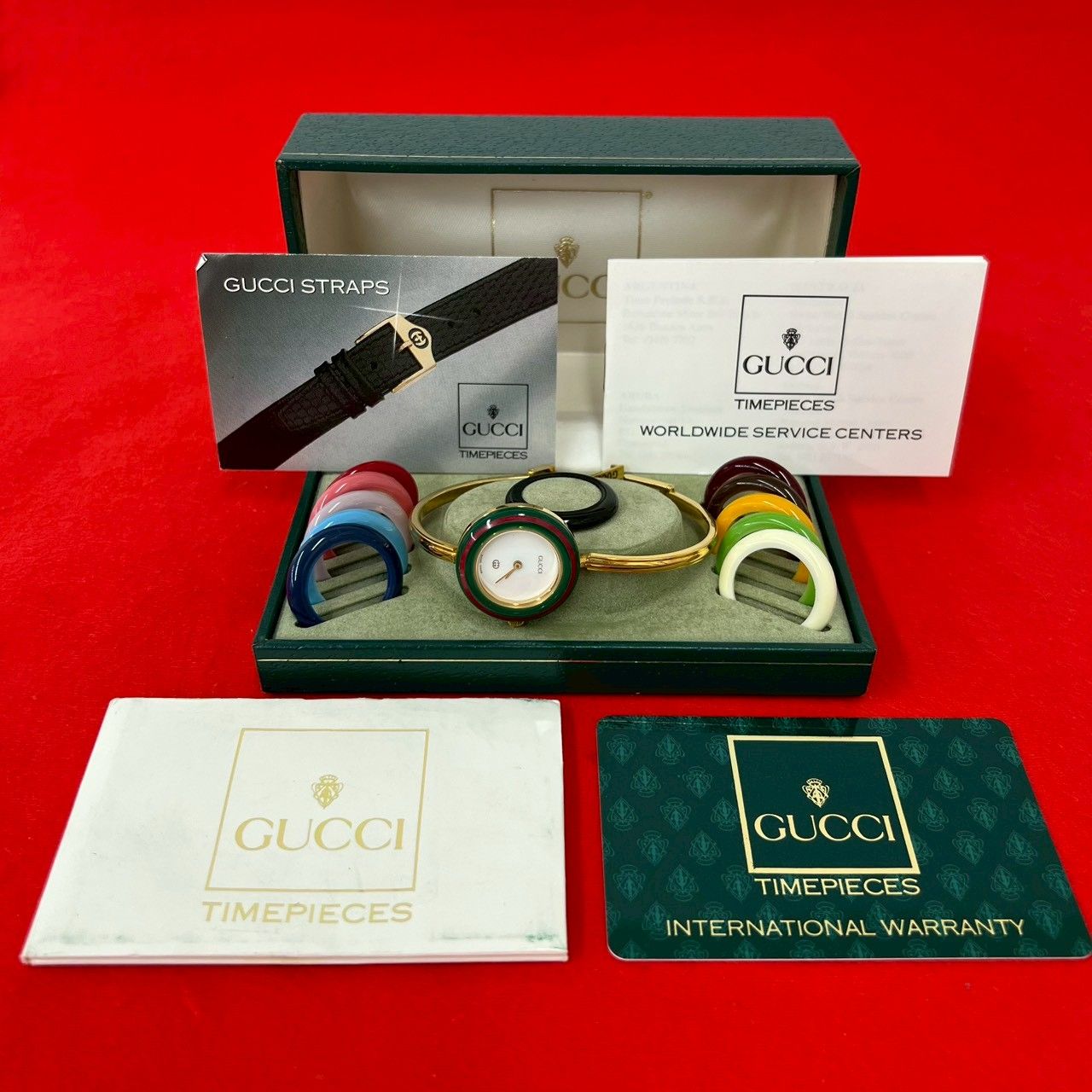 Gucci Vintage Change Bezel Sherry Line Quartz Wristwatch Gold Watch