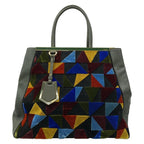 Fendi Tote Toe Jour Dark Green Yellow Multi Leather