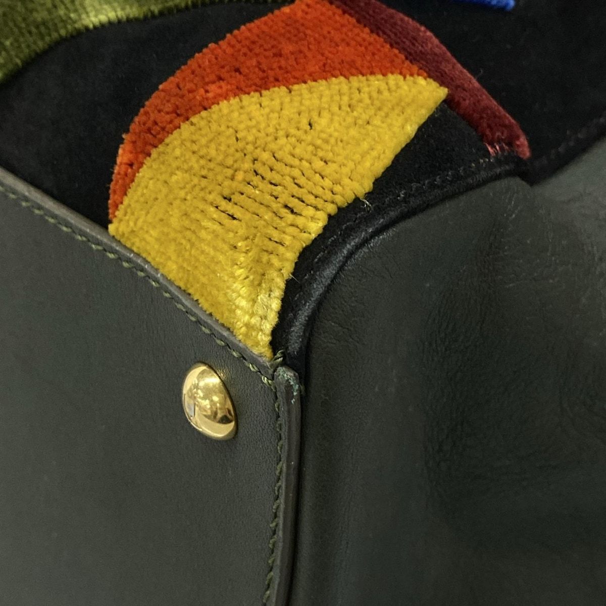 Fendi Tote Toe Jour Dark Green Yellow Multi Leather — view 6