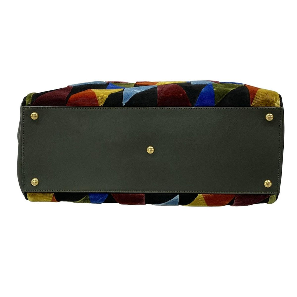 Fendi Tote Toe Jour Dark Green Yellow Multi Leather — view 5