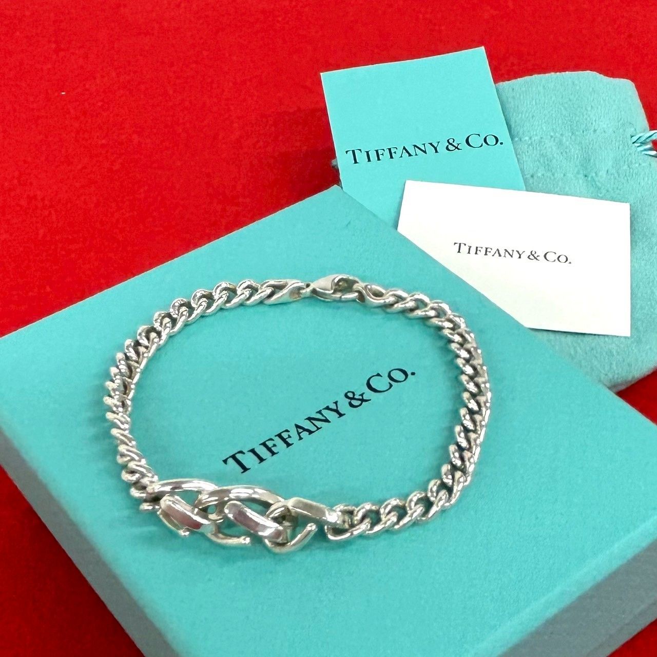 Tiffany & Co Forge Link Bracelet 925 Sterling Silver Chain Bangle